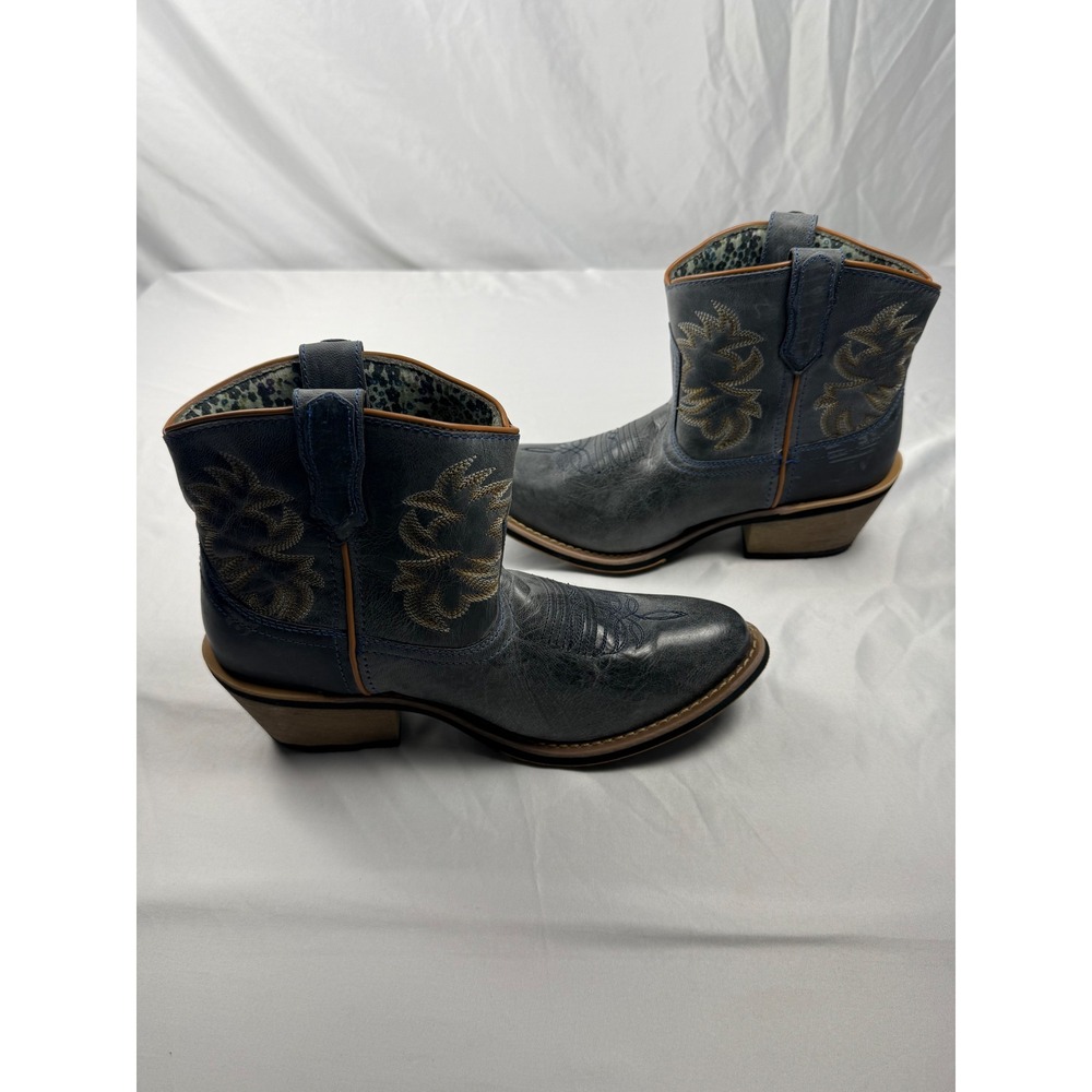 Laredo Women's 8.5 M Blue Leather Western Cowboy Ankle Boots Embroidered - Picture 9 of 10